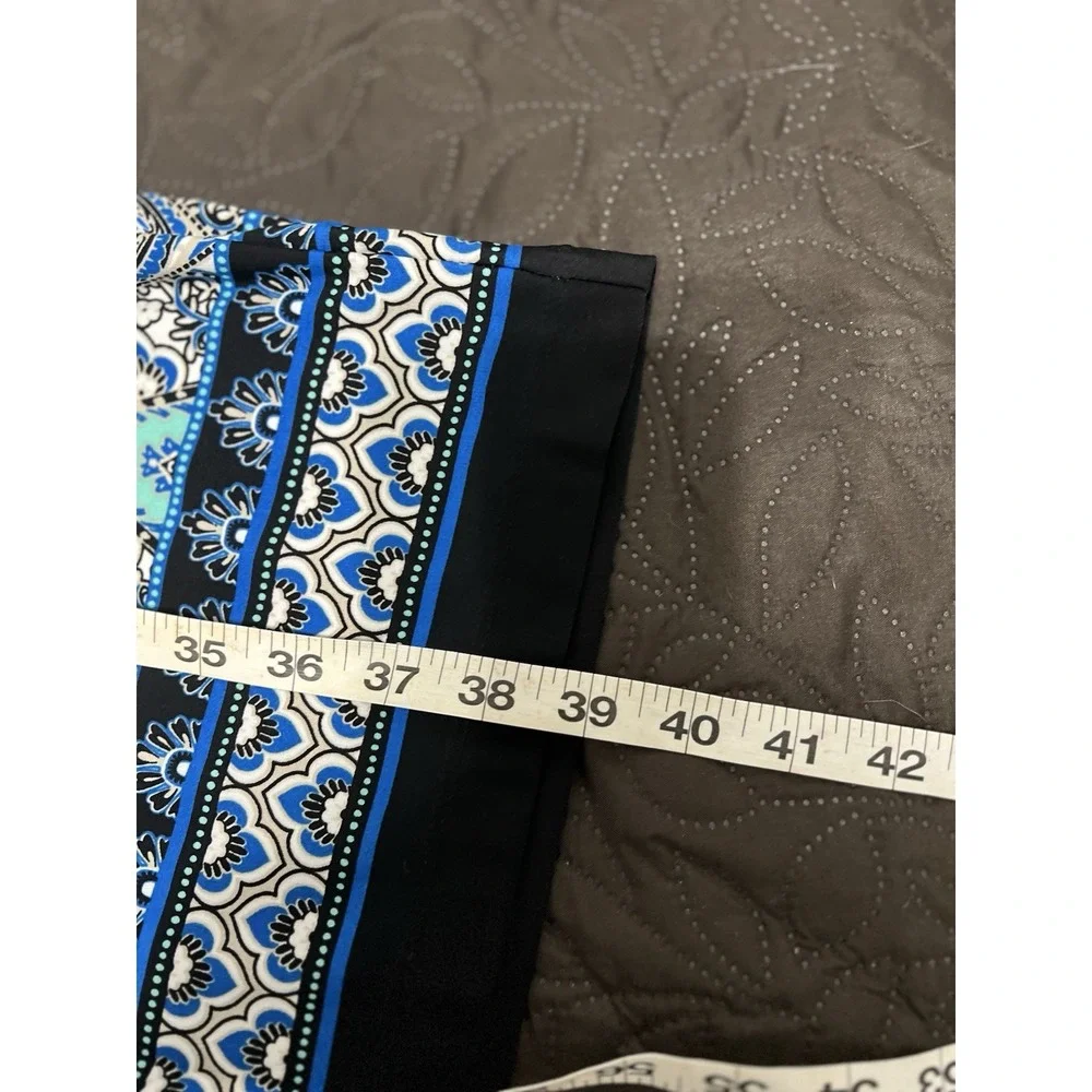 Teal Blue White Beige‎ Paisley Artsy Career Professional Office Dress L